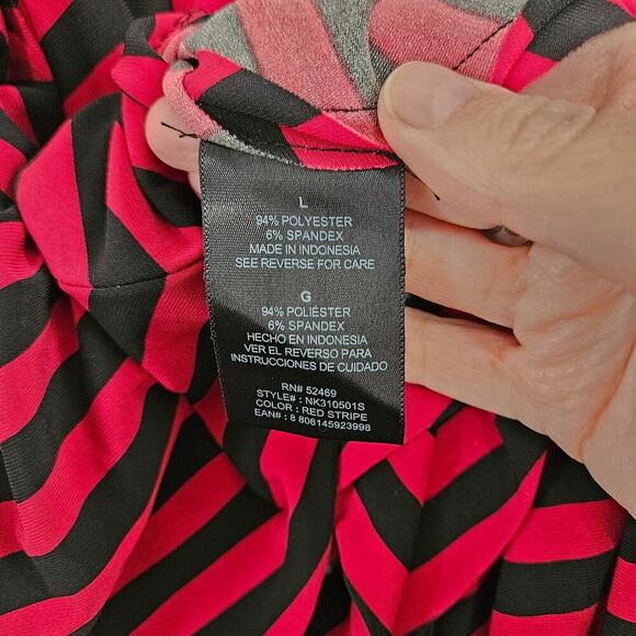 Norma Kamali Black & Red Stripped Flare Swing Mini Skirt Size Large - Picture 5 of 5